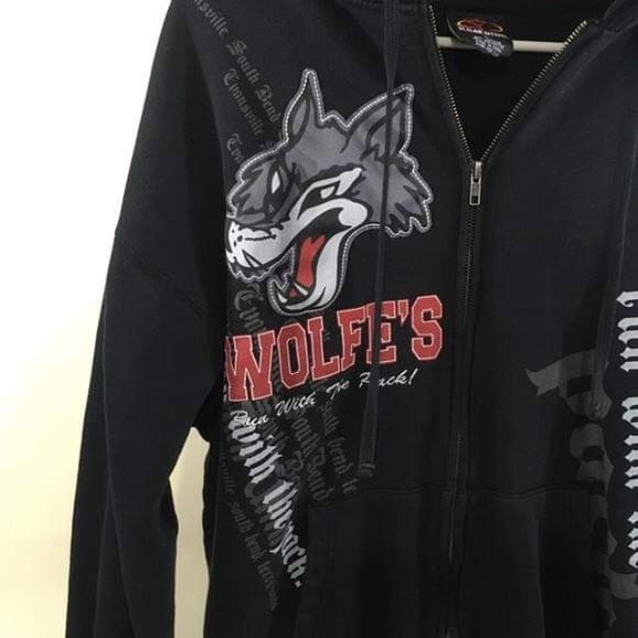 Run With The Pack Wolf Full ZIP Up Hoodie Large - Picture 2 of 4
